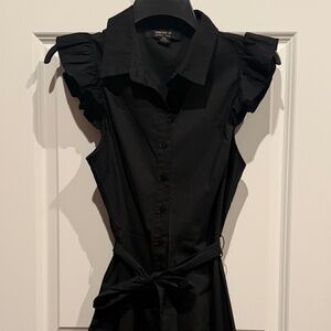 Forever 21 Black Ruffle-Sleeve Shirt Dress – Size Small